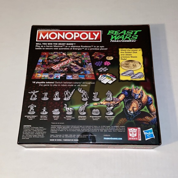 Hasbro Monopoly Beast Wars Transformers Board Game New - Picture 2 of 10